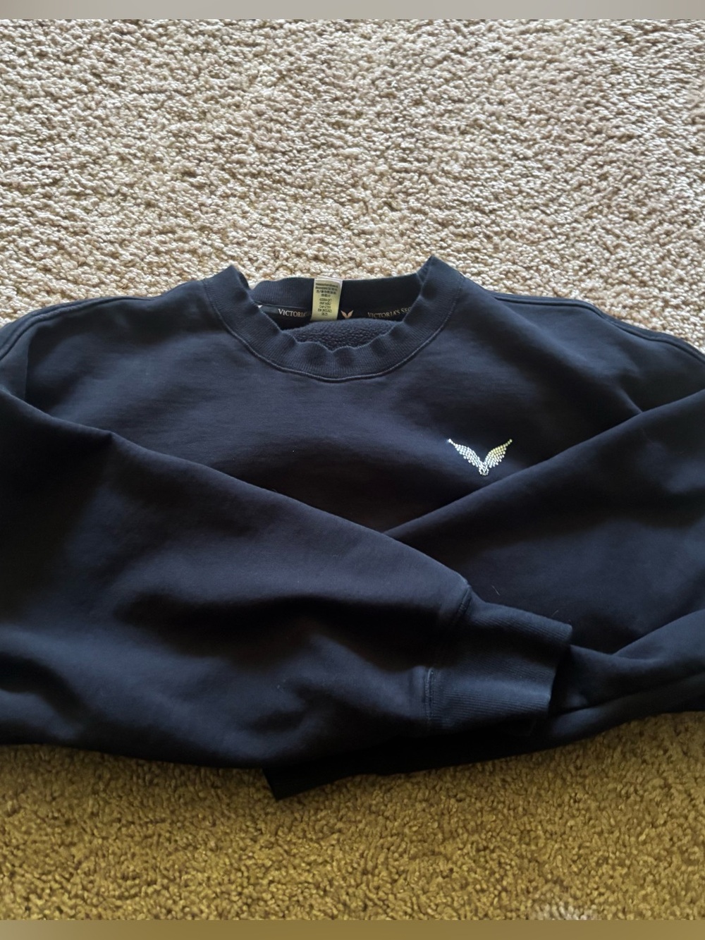 Victoria's Secret Black Crewneck Sweatshirt with Logo Trim